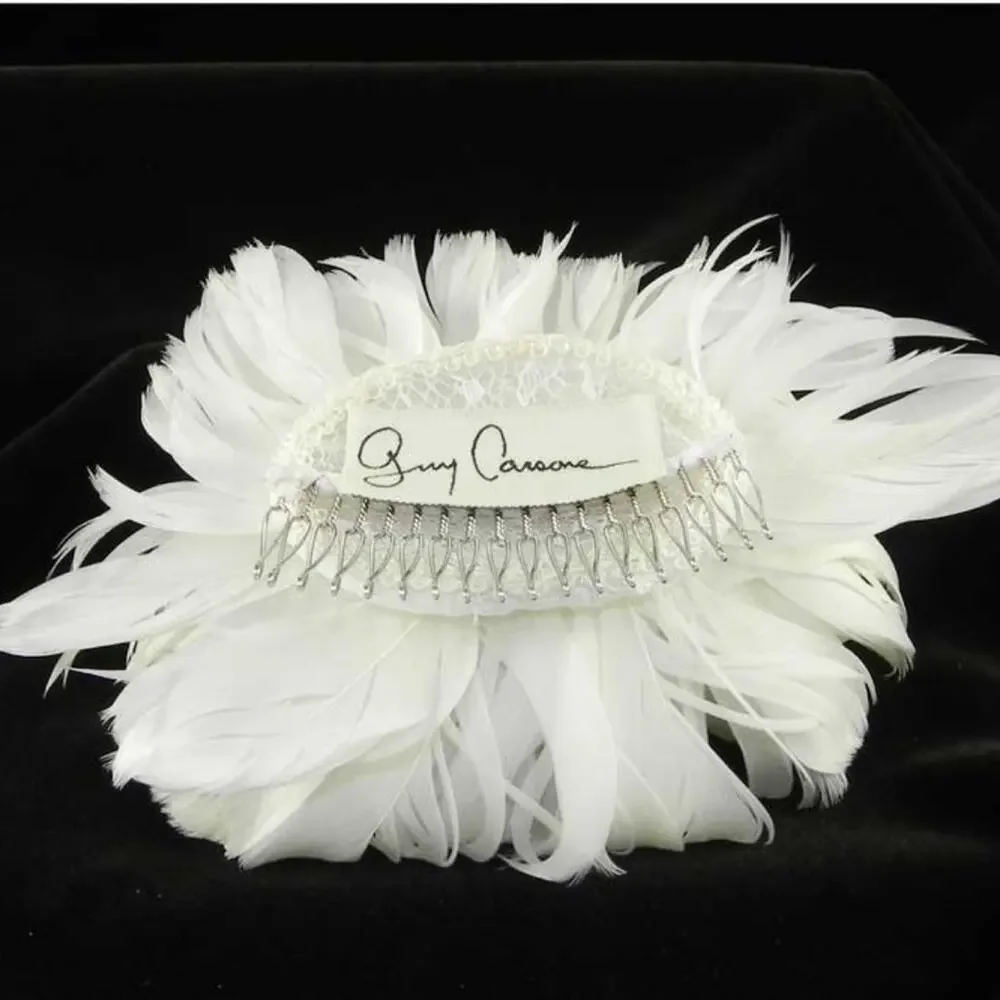 GUY CARSONE Hair Comb Headpiece Feathers Swarovski Crystals FG09
